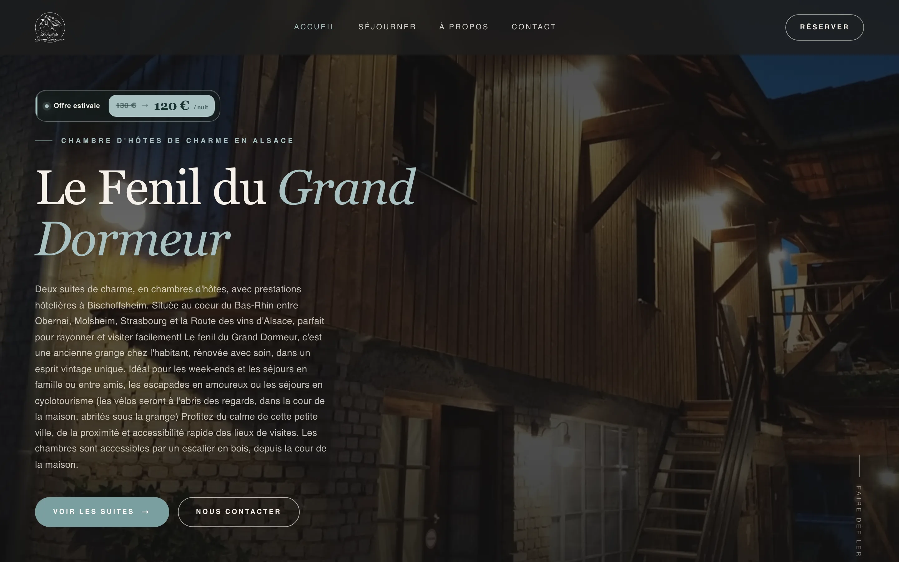 Page d'accueil du site Le Fenil du Grand Dormeur